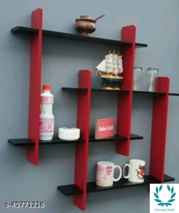 Royal Wall Shelves - LXHXB:-40X30X12 cm, Black, Wooden , No.of Shelves : 5